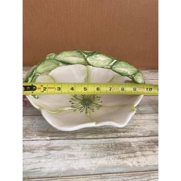 Intrada Italy Ceramic Majolica Flower Basket Bowl 1980s Pottery - Picture 4 of 9